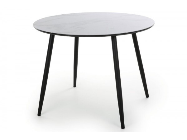 Стол обеденный "Милтон" Белый мрамор/Черный