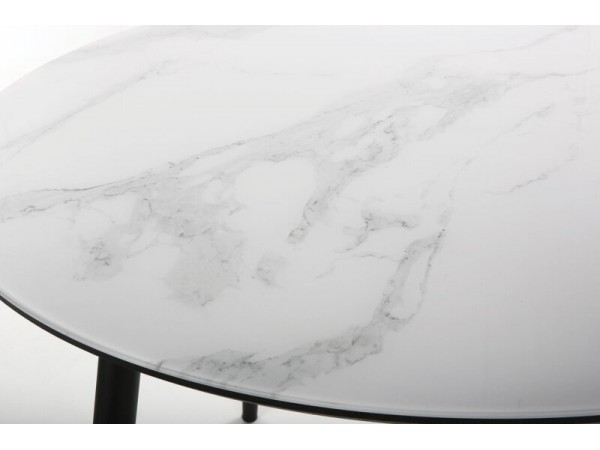 Стол обеденный "Милтон" Белый мрамор/Черный