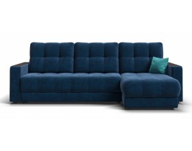 Босс Классик угловой диван Велюр Монолит синий