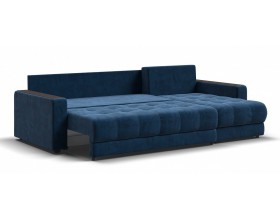 Босс Классик угловой диван Велюр Монолит синий