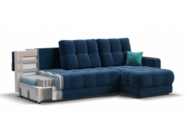 Угловой диван BOSS 3.0 Classic XL велюр Monolit синий