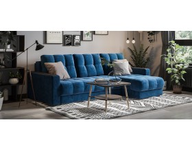 Босс Классик угловой диван Велюр Монолит синий