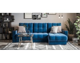 Босс Классик угловой диван Велюр Монолит синий
