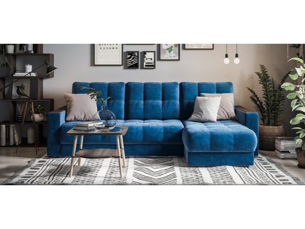 Угловой диван BOSS 3.0 Classic XL велюр Monolit синий