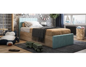 Лофт Мини Кровать 90*200 Сонома, Велюр Монолит аква