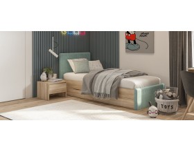 Лофт Мини Кровать 90*200 Сонома, Велюр Монолит аква