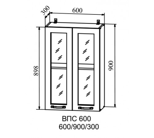 Шкаф верхний стекло высокий ВПС 600