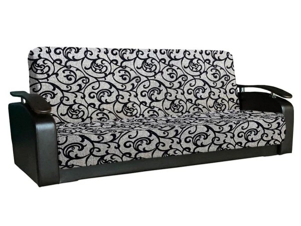 Диван  Антуан (рогожка завиток черный/кожзам черный)