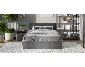 Белла Кровать+ПМ 140*200 Велюр Монолит серый