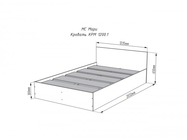 МС Мори кровать КРМ 1200.1 Графит  МС Мори кровать КРМ 1200.1 Графит