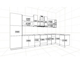 Кухня Вариант фасада Империя Сандал 3,8*1,4 м