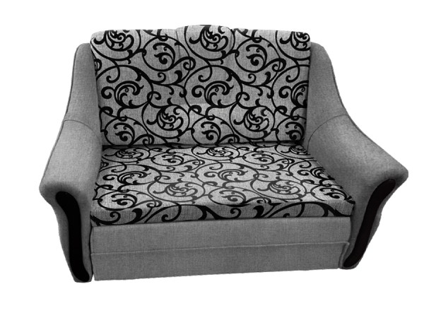 Диван Виктория чебурашка 120 (рогожка завиток черный/рогожка серый)