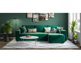 Норд угловой диван Велюр Монолит зелёный