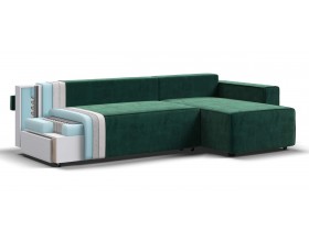 Норд угловой диван Велюр Монолит зелёный