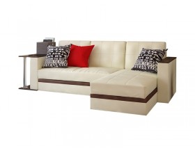 Диван угловой Фаворит с баром (искусственная кожа черный)