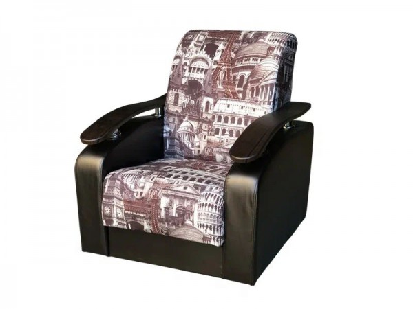 Кресло мягкое  Антуан (подлокотники кожзам коричневый/архитектура шоколад)