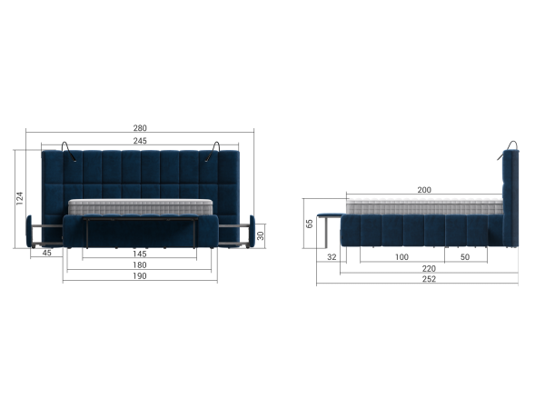Кровать BOSS.XO 180*200 велюр Monolit синий Кровать BOSS.XO 180*200 велюр Monolit синий