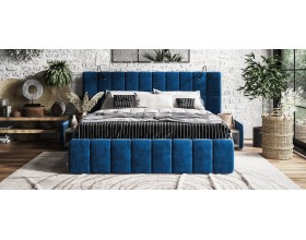 Босс ХО Кровать 180*200 Велюр Монолит синий