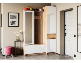 Модульная прихожая Стоуби дуб крафт золотой/глянец белый
