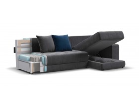Дубай угловой диван Велюр Монолит серый, Монолит синий