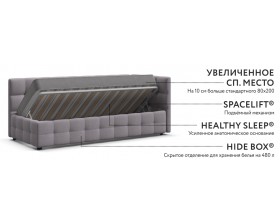 Босс Мини Кровать+ПМ 90*200 Велюр Монолит аква