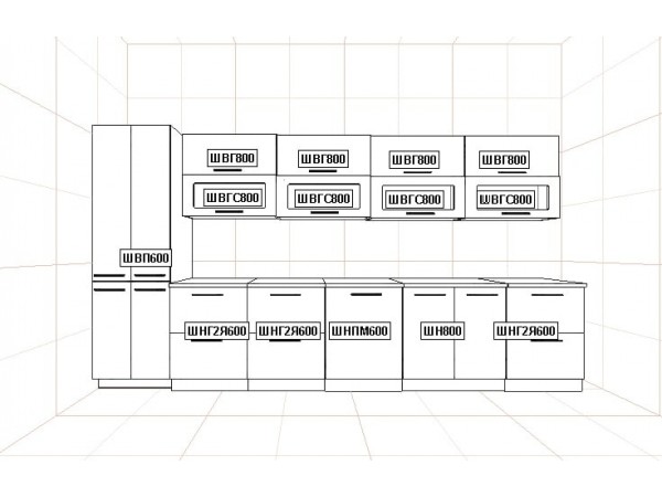 Кухня Вариант фасада София Бетон белый 3,8м