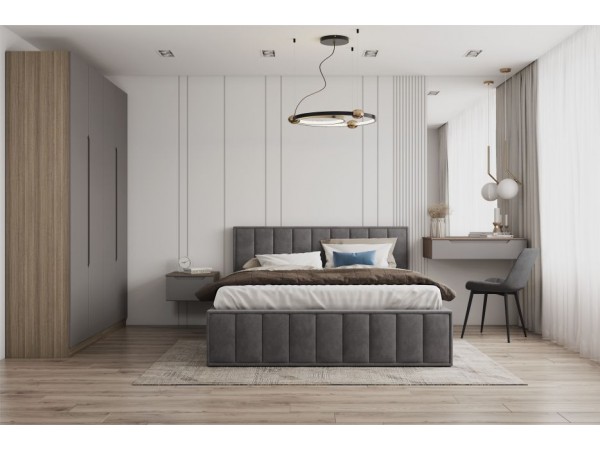 Мягкая кровать «Лана» Графит Софт