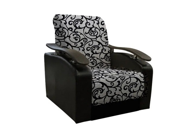 Кресло мягкое Антуан (рогожка завиток черный/кожзам черный)