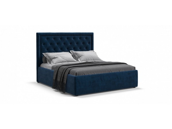 Кровать Босс Классик Про+ПМ велюр Monolit синяя 180*200