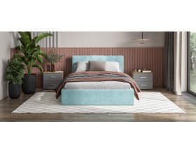 Белла Кровать+ПМ 140*200 Велюр Монолит аква