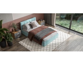 Белла Кровать+ПМ 140*200 Велюр Монолит аква