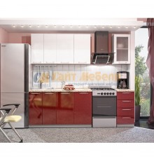 Кухня Вариант фасада Олива гранат металлик/белый металлик 1,9м