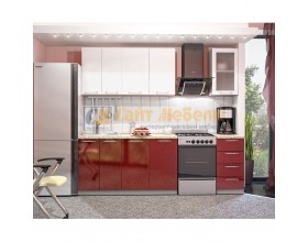 Кухня Вариант фасада Олива гранат металлик/белый металлик 1,9м