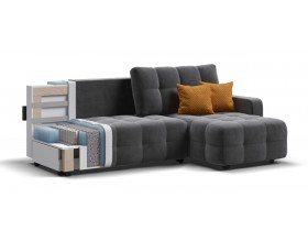 Денди угловой диван Велюр Монолит серый