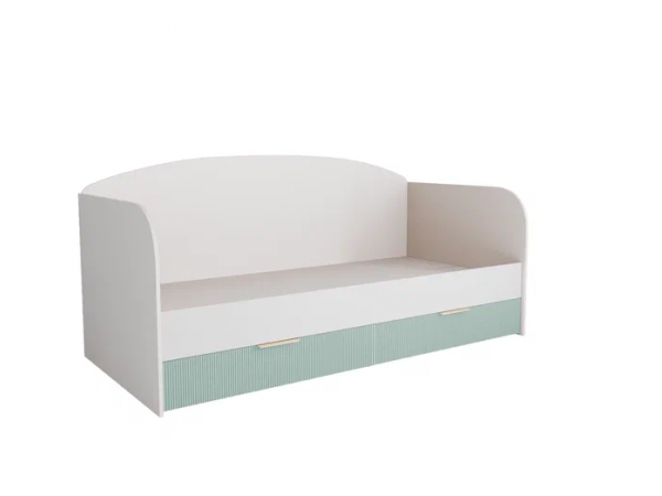 Кровать с ящиками МС Лавис ДКД 2000.1 Белый софт/Зеленый софт