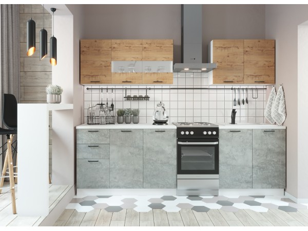 Кухня Дуся 2,0м Дуб бунратти/Цемент Кухня Дуся 2,0м Дуб бунратти/Цемент