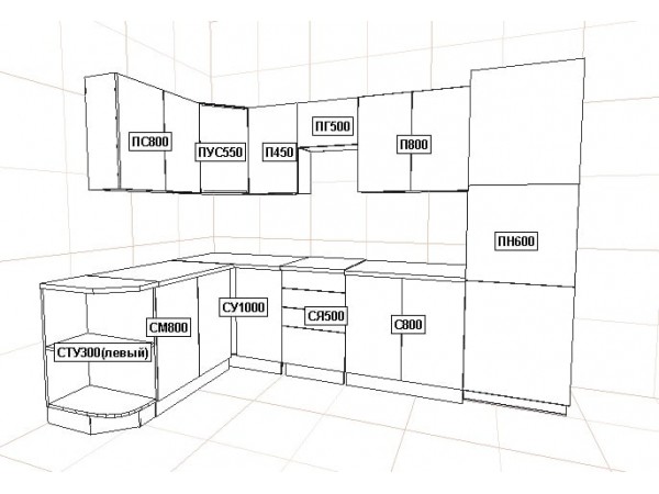 Кухня Вариант фасада Капри Камень светлый 1,7*2,9м  Кухня Вариант фасада Капри Камень светлый 1,7*2,9м