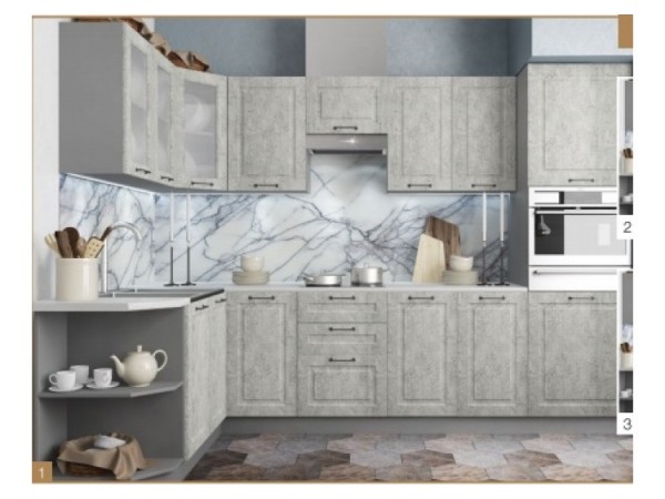 Кухня Вариант фасада Капри Камень светлый 1,7*2,9м  Кухня Вариант фасада Капри Камень светлый 1,7*2,9м