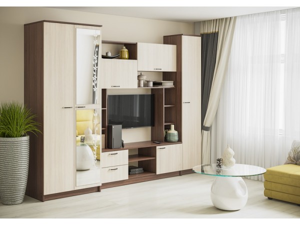 Гостиная Марта-11 ( Флора)  ясень шимо темный / ясень шимо светлый