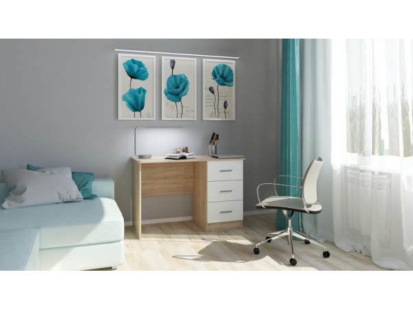 Письменно-компьютерный стол ПКС-3  Сонома-Белый глянец