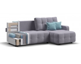 Денди угловой диван Рогожка Мальмо платина