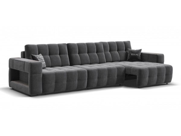 Диван BOSS.XO MAX велюр Monolit серый / WOOD Rock