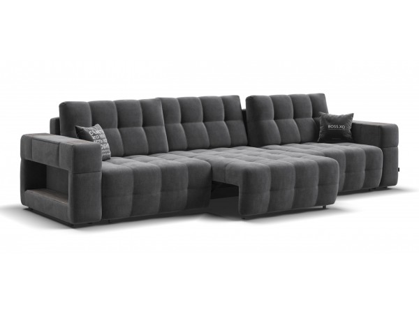 Диван BOSS.XO MAX велюр Monolit серый / WOOD Rock