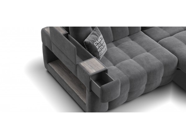 Диван BOSS.XO MAX велюр Monolit серый / WOOD Rock
