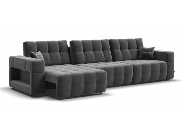 Диван BOSS.XO MAX велюр Monolit серый / WOOD Rock