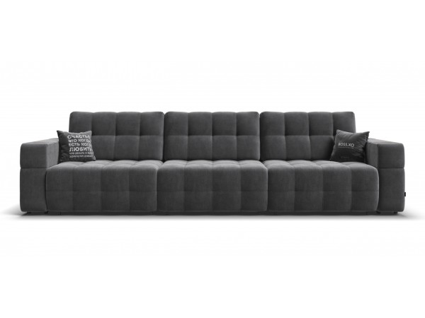 Диван BOSS.XO MAX велюр Monolit серый / WOOD Rock
