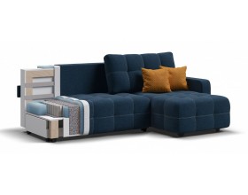 Денди угловой диван Рогожка Мальмо синий