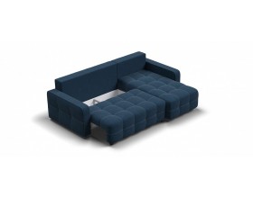 Денди угловой диван Рогожка Мальмо синий