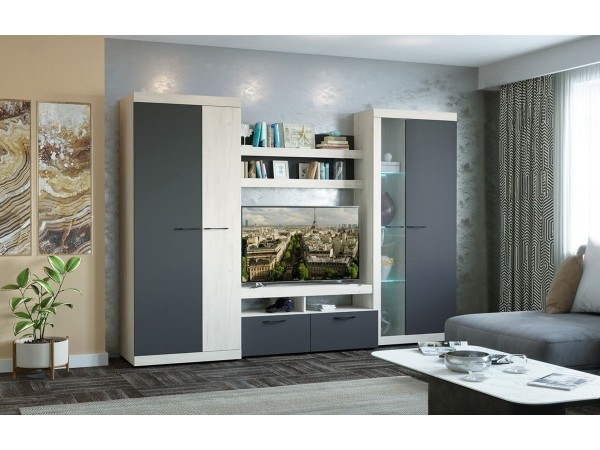 Гостиная Соната №2 Дуб Крафт белый - Антрацит