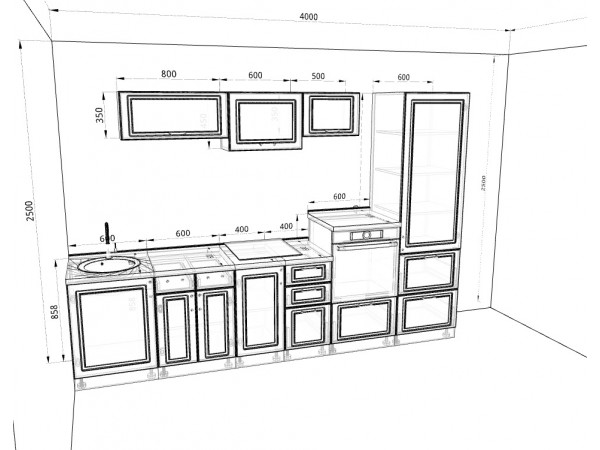 Кухня Вариант фасада Вита Белый 3,2м